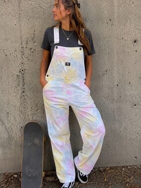 Vans Pastel Tie Dye Cotton Overalls Medium Utility Dungarees Artsy Skate Y2K